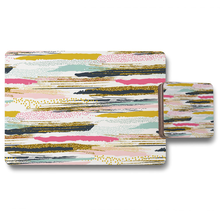 Ebern Designs Black/Yellow/Pink Placemat And Coaster Set Wayfair.co.uk